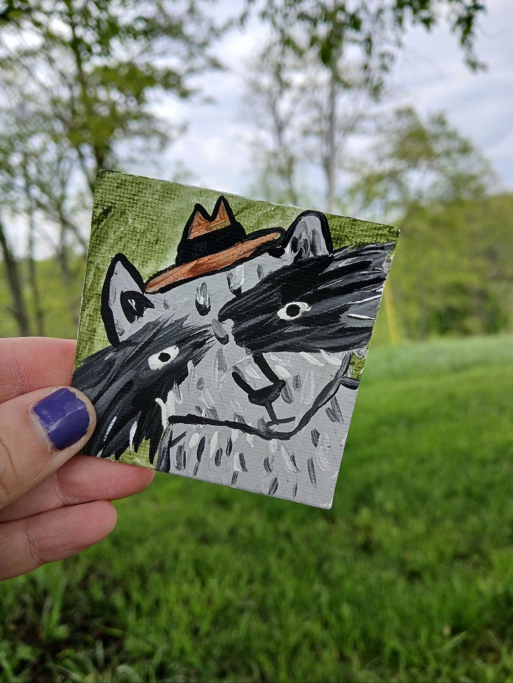 Raccoon In Hat Painting